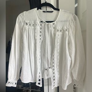 ZARA White Linen Top